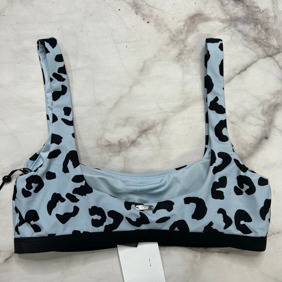 DKNY Leopard Print Blue Black Bralette Bikini Top Size L New - Picture 4 of 6